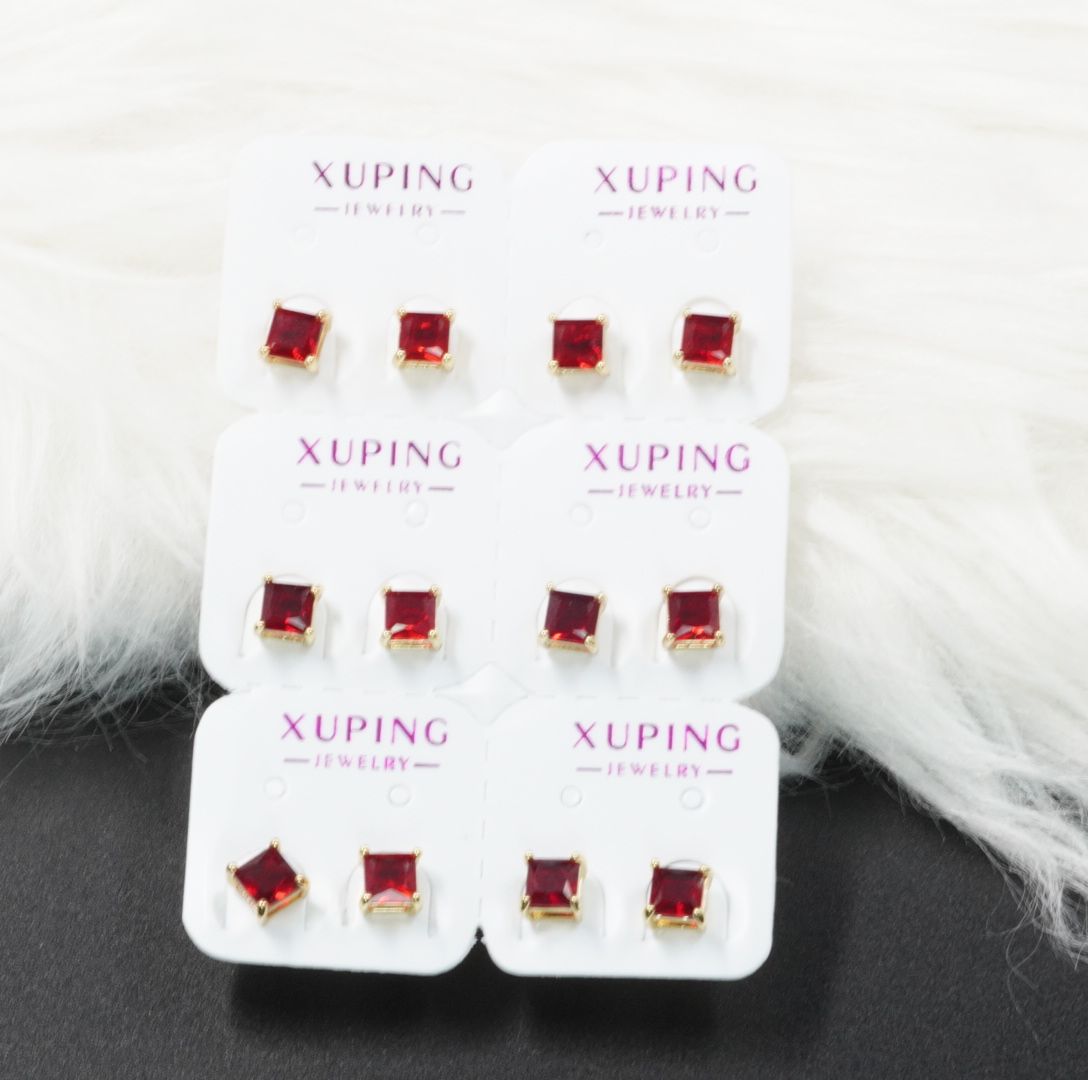 Miniatura 3 de TOPO CUADRADO ROJO TIPO DIAMANTE DORAD#5